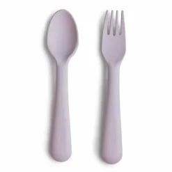 Mushie Bestek Vork En Lepel Soft Lilac