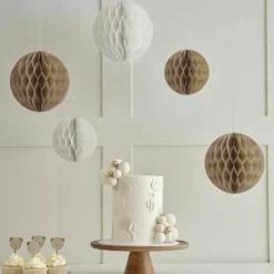 Neutrale Honeycomb Decoratie Ginger Ray | Stijlvol & Herbruikbaar