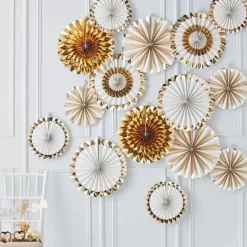 Paperfans Goudfolie-Wit Gold Wedding (15 St) Ginger Ray