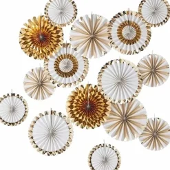 Paperfans Goudfolie-Wit Gold Wedding (15 St) Ginger Ray