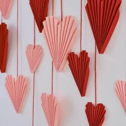 Paper Fans Hart Rood Roze (16St) Be Mine Ginger Ray