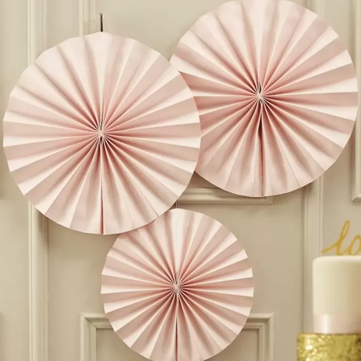 Pastel Perfection Paper Fans Lichtroze (3St) Ginger Ray