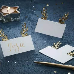 Plaatskaartjes Rendierengewei Goud (10St) Gold Christmas