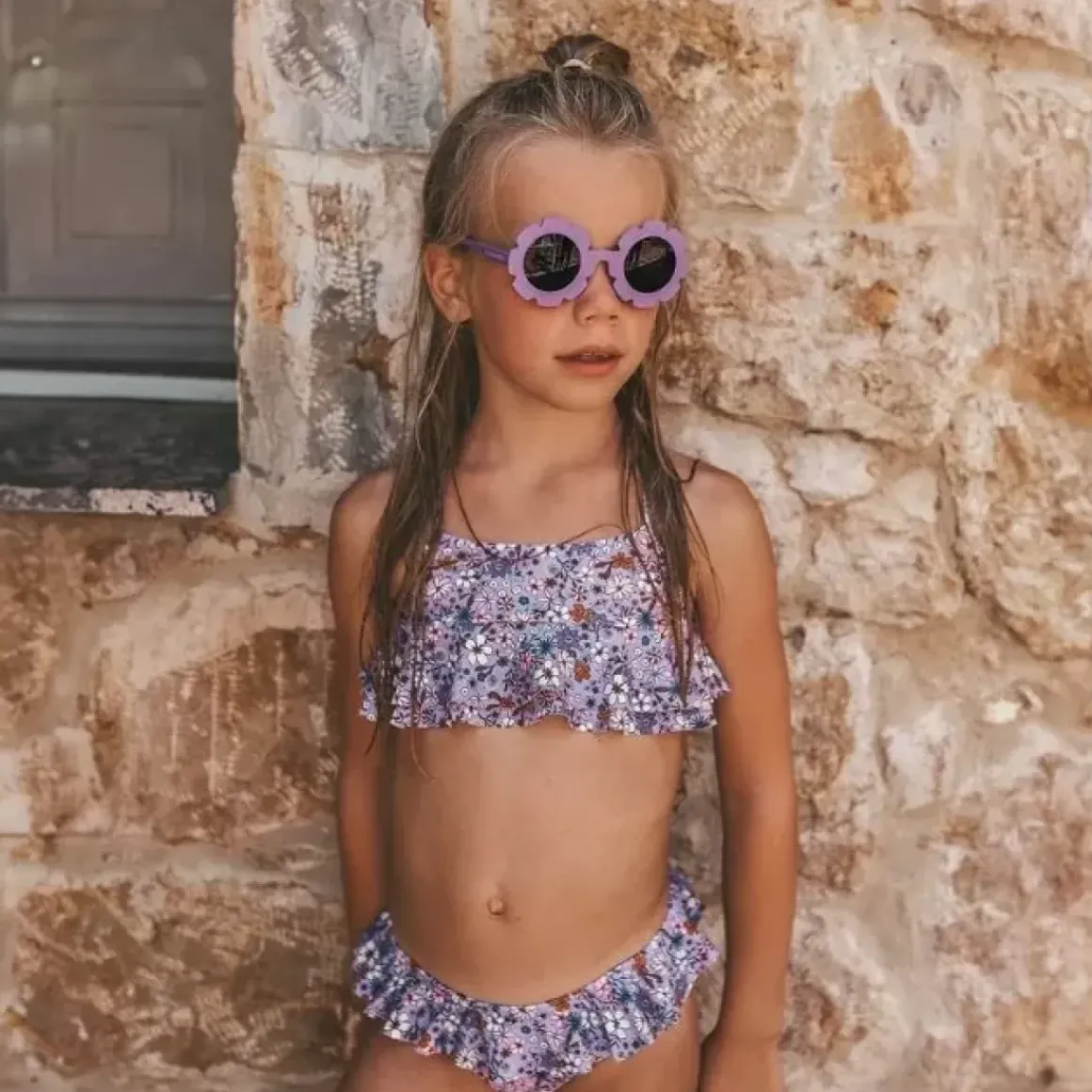 Salted Stories Sami Bikini | Maat 98/104 | Fleurs Chalk Violet | Upf50+