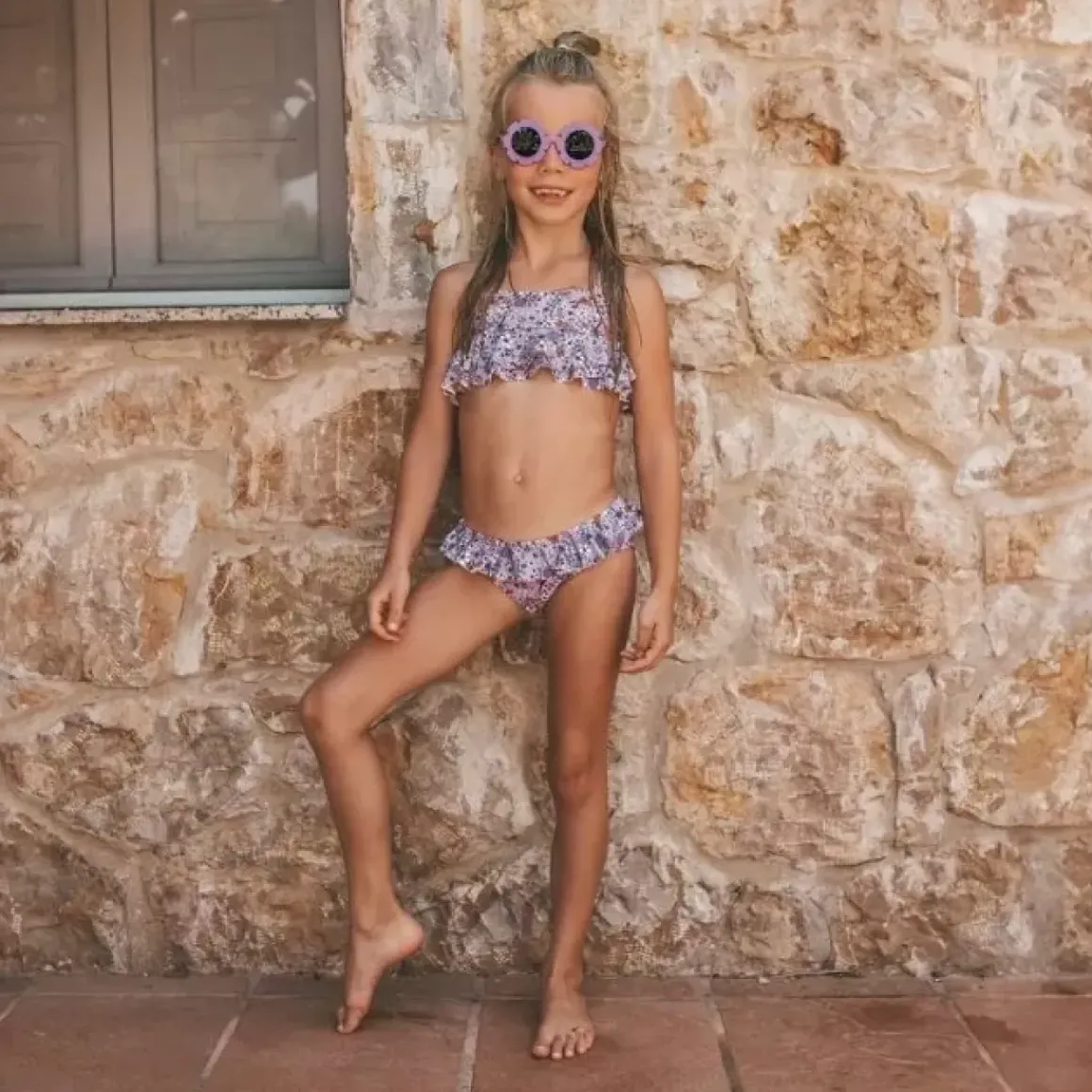 Salted Stories Sami Bikini | Maat 98/104 | Fleurs Chalk Violet | Upf50+