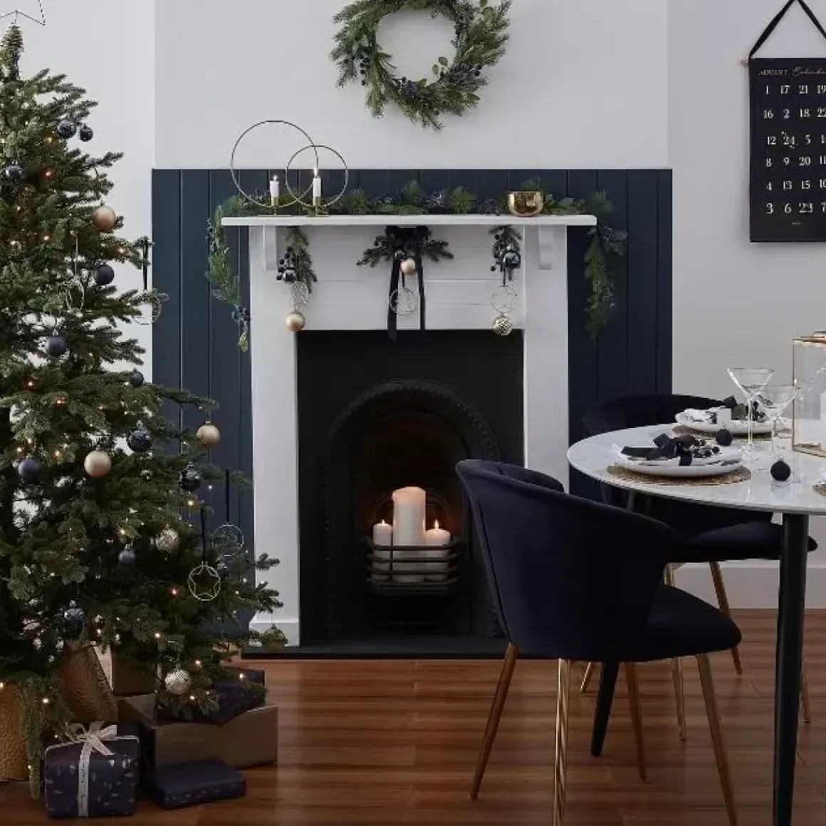 Slinger Velvet Merry Christmas Blauw Navy Luxe Ginger Ray