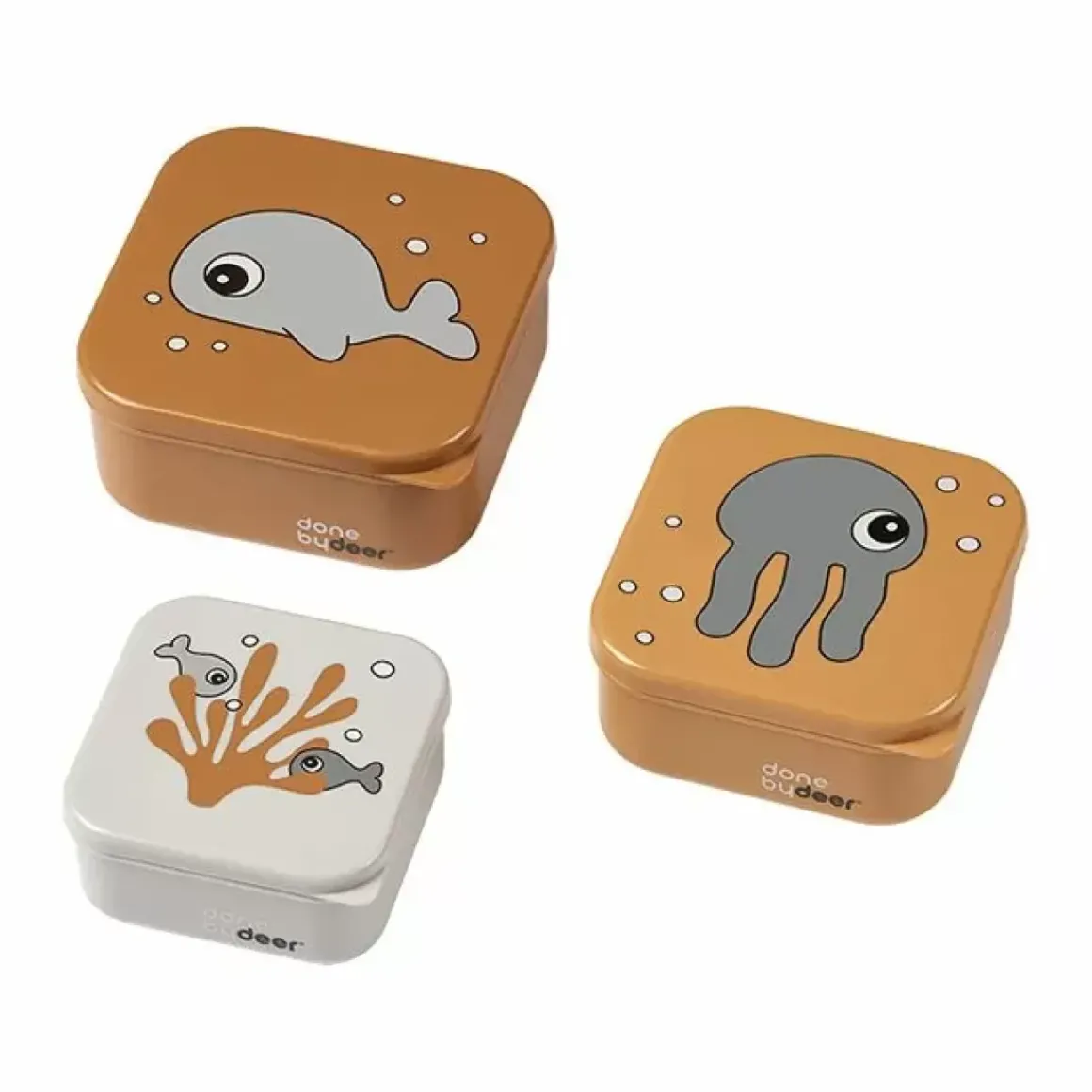 Snackboxen Sea Friends Mustard/Grey (3St) Done By Deer