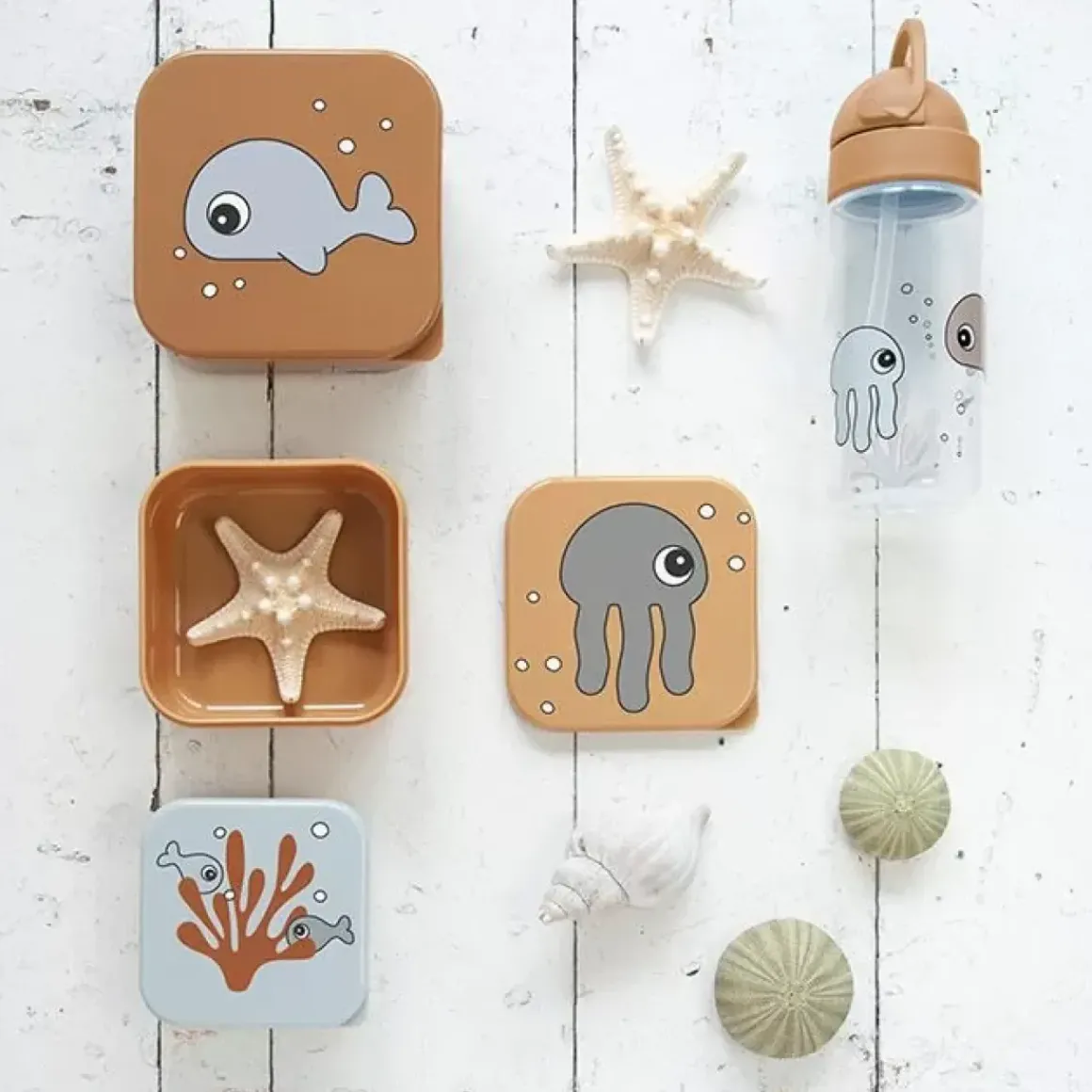 Snackboxen Sea Friends Mustard/Grey (3St) Done By Deer