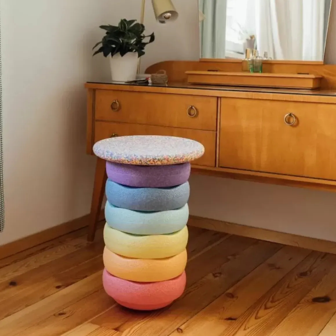 Stapelstein Stapelstenen Pastel Rainbow + Balansbord