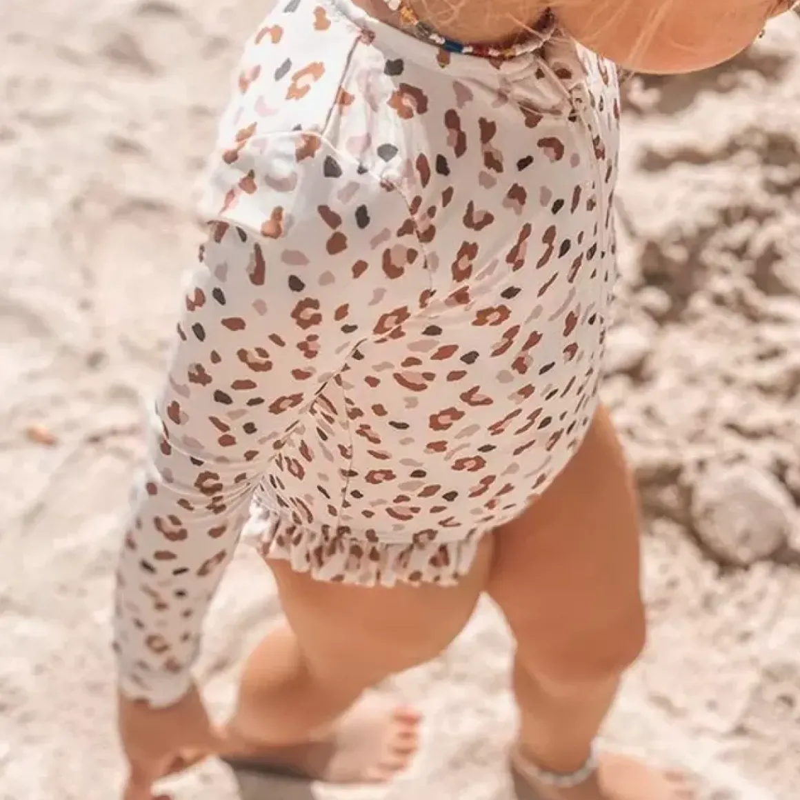 Swim Essentials Badpak Lange Mouw Khaki Leopard