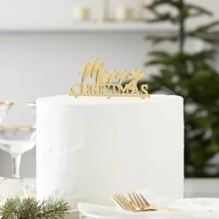 Taarttopper Merry Christmas Acryl Goud A Touch Of Sparkle