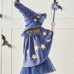 Verkleedcape Tovenaar Velvet Blauw Ginger Ray