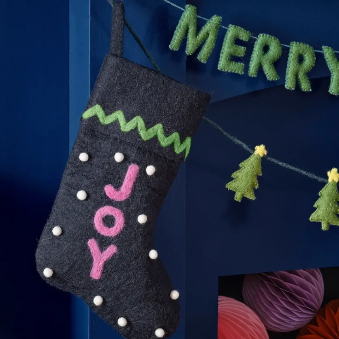 Vilten Kerstsok Merry And Bright Ginger Ray