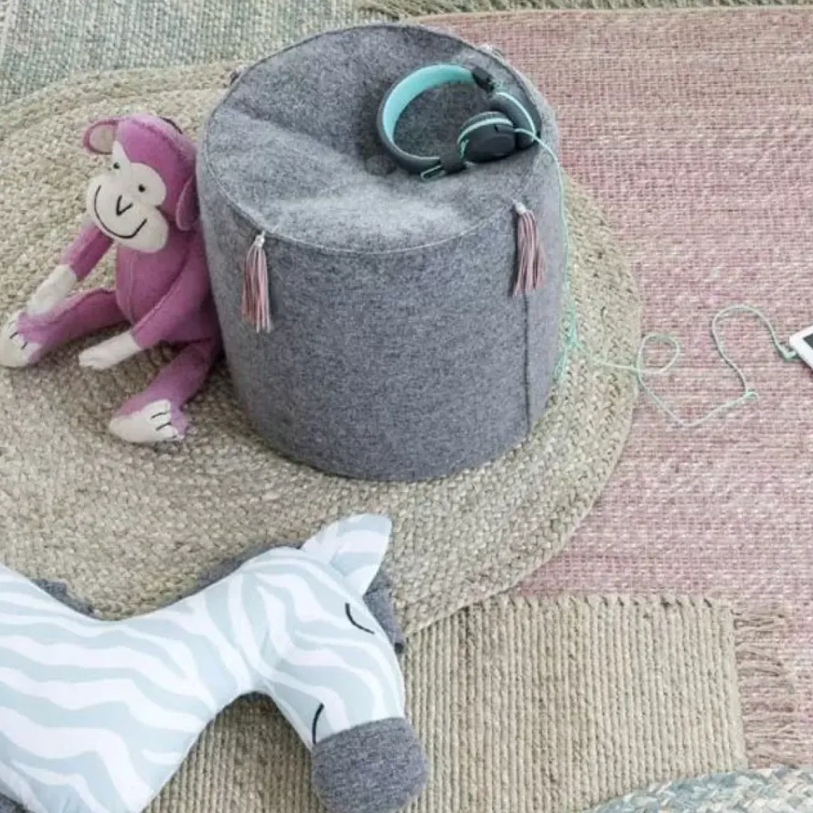 Vloerkleed Jute Roze (90X180Cm) Kidsdepot