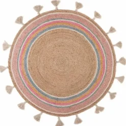 Vloerkleed Jute Smile Rond (120Cm) Kidsdepot