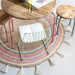 Vloerkleed Jute Smile Rond (120Cm) Kidsdepot