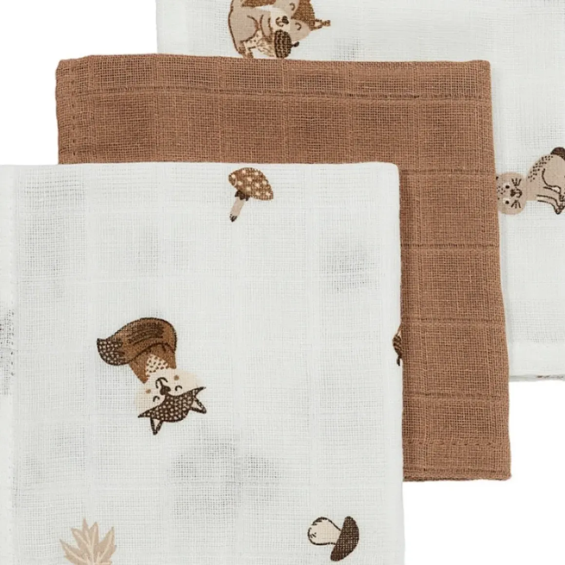 Zachte Meyco Hydrofiele Monddoekjes In Forest Animals Toffee - Nu In Een Handige Set Van 3 Stuks!